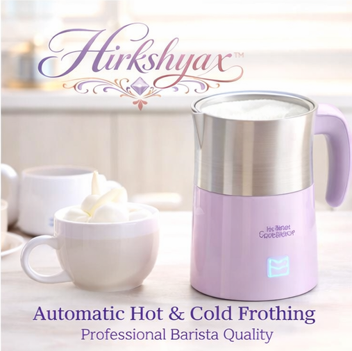 Hirkshyax™ Electric Milk Frother – Automatic Hot & Cold Frothing – Professional Barista Quality